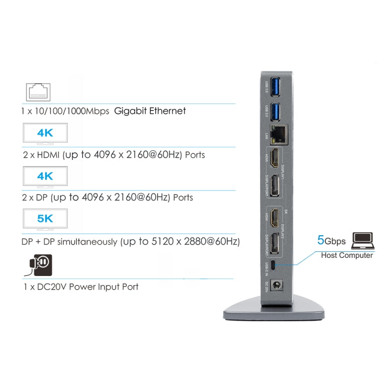 WAVLINK WL-UG69DK7 Laptops Type-C Universal Desktop Docking Station Aluminum Alloy HUB Adapter(EU Plug) - USB HUB by WAVLINK | Online Shopping UK | buy2fix