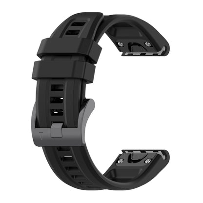For Garmin Quatix 7 Pro Solid Color Black Buckle Silicone Quick Release Watch Band(Black) - Watch Bands by buy2fix | Online Shopping UK | buy2fix