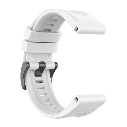 For Garmin Fenix 7 Pro Solid Color Black Buckle Silicone Quick Release Watch Band(White) - Watch Bands by buy2fix | Online Shopping UK | buy2fix