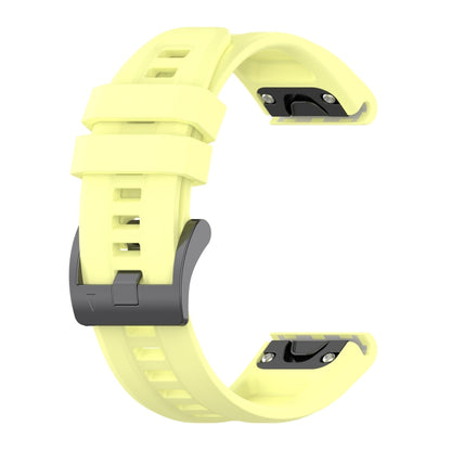 For Garmin Fenix 7 Pro Solid Color Black Buckle Silicone Quick Release Watch Band(Yellow) - Watch Bands by buy2fix | Online Shopping UK | buy2fix