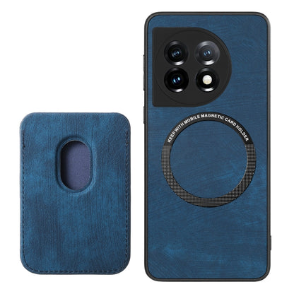 For OnePlus 12 5G Retro Leather Card Bag Magnetic Phone Case(Blue) - OnePlus Cases by buy2fix | Online Shopping UK | buy2fix