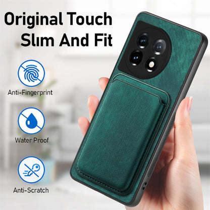 For OnePlus 12 5G Retro Leather Card Bag Magnetic Phone Case(Green) - OnePlus Cases by buy2fix | Online Shopping UK | buy2fix