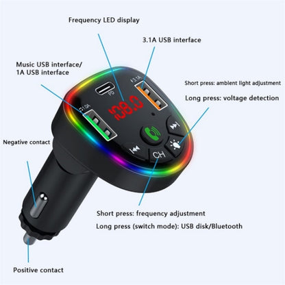 P25 Phone Dual USB Cigarette Lighter Charger Bluetooth Hands-Free Car Player - Car Charger by buy2fix | Online Shopping UK | buy2fix