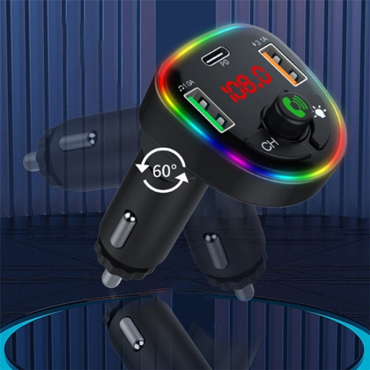 P24 1 Type-C + 2 USB Car Charger Car Bluetooth Music Player Voltage Detection - Bluetooth Car Kits by buy2fix | Online Shopping UK | buy2fix