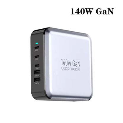 GAN 140W PD65W / PD20W / QC3.0 USB Five Port Laptop Adapter, Plug:AU Plug - Universal Power Adapter by buy2fix | Online Shopping UK | buy2fix