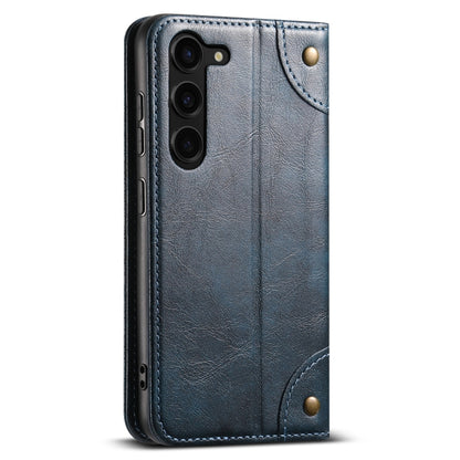 For Samsung Galaxy S24 5G Suteni Baroque Calf Texture Buckle Wallet Leather Phone Case(Blue) - Galaxy S24 5G Cases by Suteni | Online Shopping UK | buy2fix