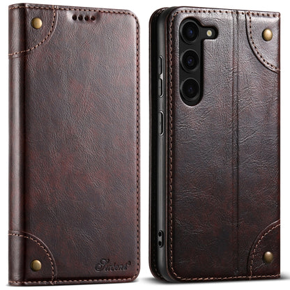 For Samsung Galaxy S23 5G Suteni Baroque Calf Texture Buckle Wallet Leather Phone Case(Brown) - Galaxy S23 5G Cases by Suteni | Online Shopping UK | buy2fix