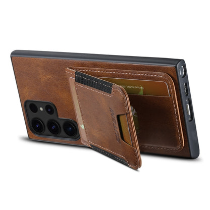 For Samsung Galaxy S24 Ultra 5G Suteni H03 Oil Wax Leather Wallet Stand Back Phone Case(Brown) - Galaxy S24 Ultra 5G Cases by Suteni | Online Shopping UK | buy2fix