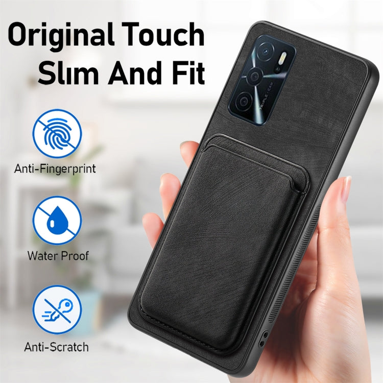 For OPPO A58 4G Retro Leather Card Bag Magnetic Phone Case(Black) - OPPO Cases by buy2fix | Online Shopping UK | buy2fix