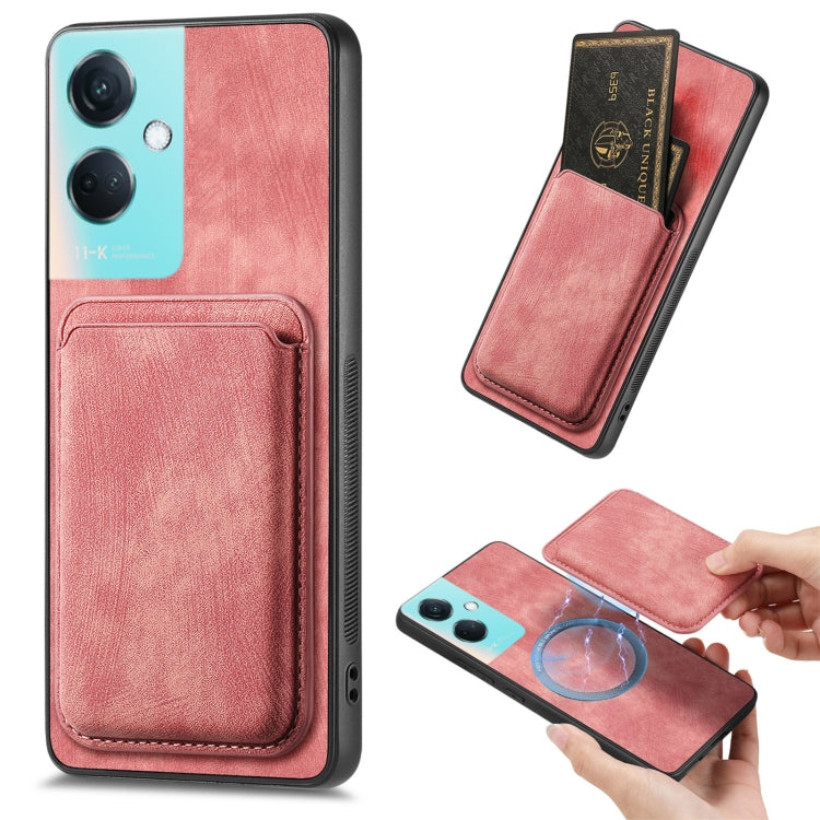 For OPPO K11 5G Retro Leather Card Bag Magnetic Phone Case(Pink) - OPPO Cases by buy2fix | Online Shopping UK | buy2fix