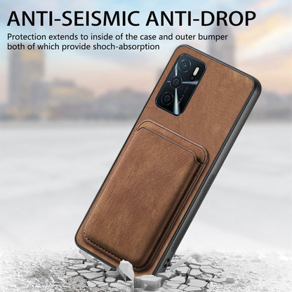 For OPPO Reno8 Z Retro Leather Card Bag Magnetic Phone Case(Brown) - OPPO Cases by buy2fix | Online Shopping UK | buy2fix