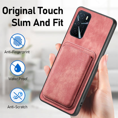 For OPPO Reno7 5G Retro Leather Card Bag Magnetic Phone Case(Pink) - OPPO Cases by buy2fix | Online Shopping UK | buy2fix