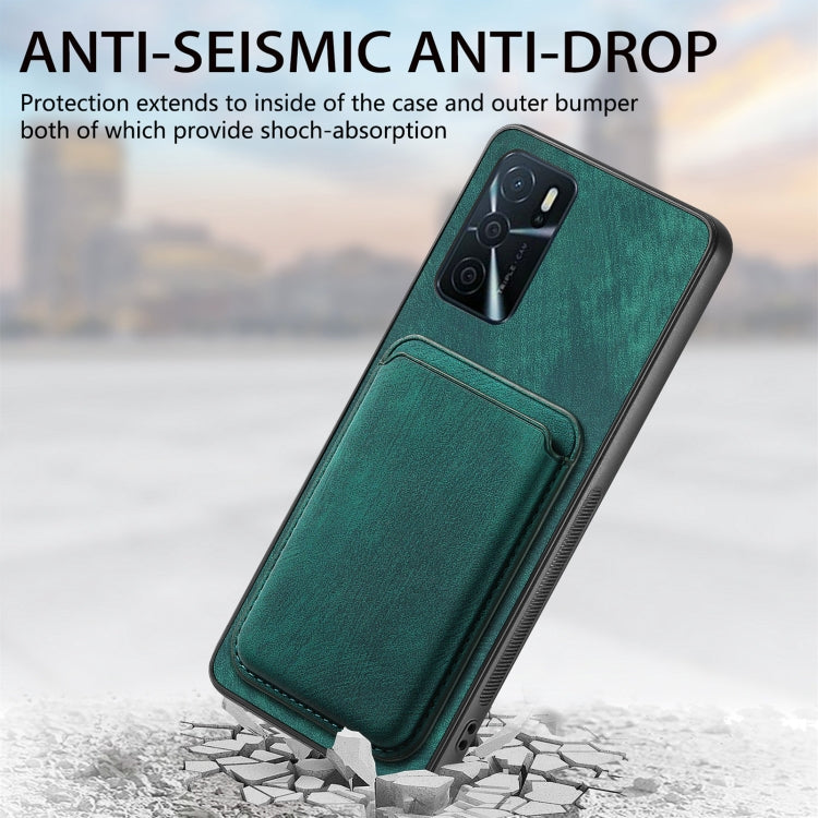 For OPPO A16 Retro Leather Card Bag Magnetic Phone Case(Green) - OPPO Cases by buy2fix | Online Shopping UK | buy2fix