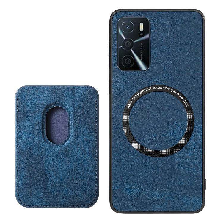 For OPPO A15 Retro Leather Card Bag Magnetic Phone Case(Blue) - OPPO Cases by buy2fix | Online Shopping UK | buy2fix