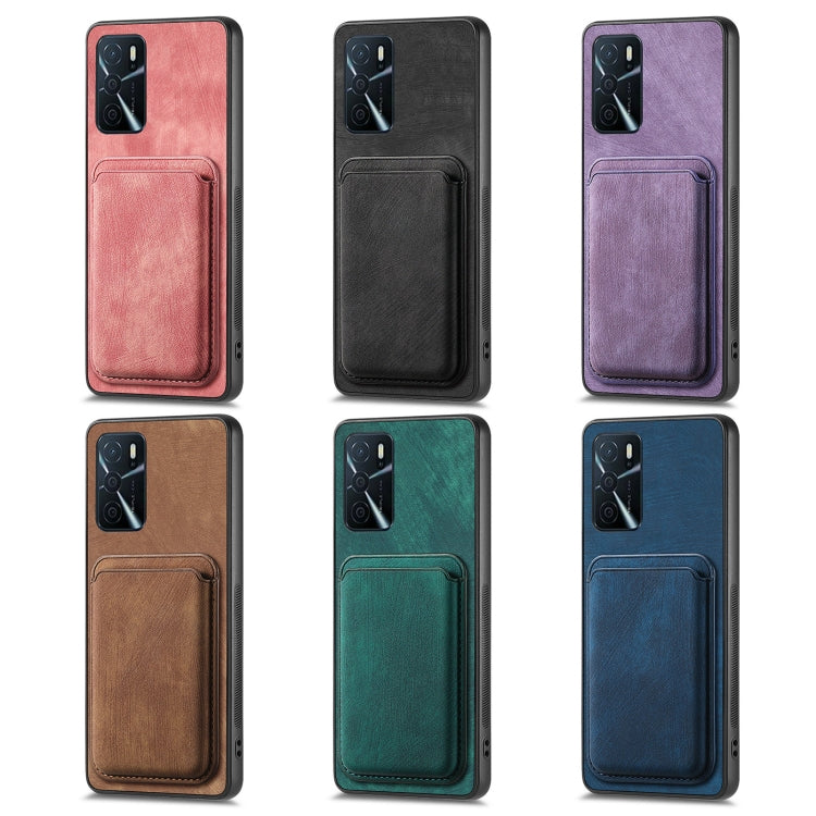 For OPPO Reno10 Pro Global Retro Leather Card Bag Magnetic Phone Case(Purple) - OPPO Cases by buy2fix | Online Shopping UK | buy2fix