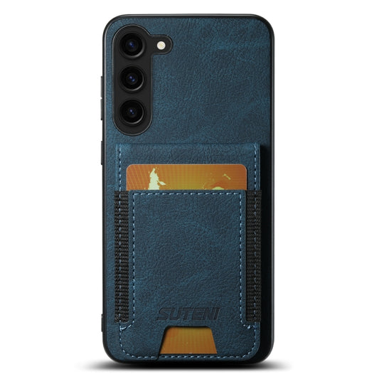 For Samsuny Galaxy S23+ 5G Suteni H03 Litchi Leather Card Bag Stand Back Phone Case(Blue) - Galaxy S23+ 5G Cases by Suteni | Online Shopping UK | buy2fix