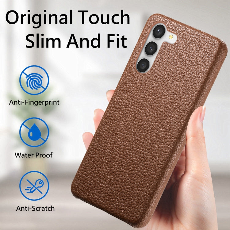 For Samsung Galaxy S23+ 5G Litchi Oil Edge Leather Back Phone Case(Brown) - Galaxy S23+ 5G Cases by buy2fix | Online Shopping UK | buy2fix