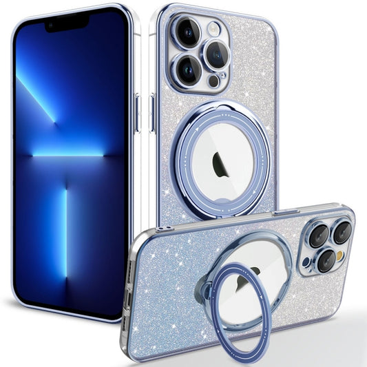 For iPhone 13 Pro Rotation MagSafe Holder Gradient Glitter TPU Phone Case(Sierra Blue) - iPhone 13 Pro Cases by buy2fix | Online Shopping UK | buy2fix