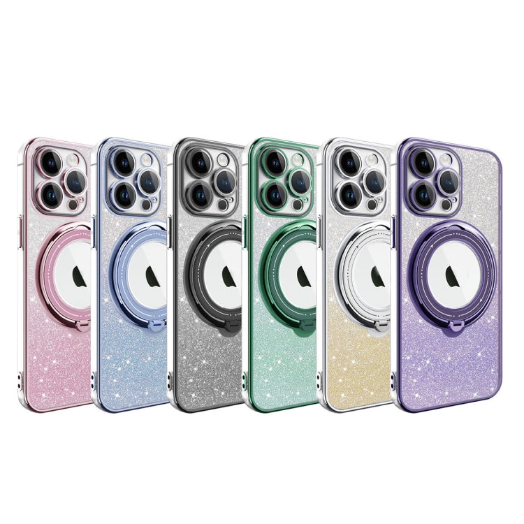 For iPhone 11 Pro Max Rotation MagSafe Holder Gradient Glitter TPU Phone Case(Cangling) - iPhone 11 Pro Max Cases by buy2fix | Online Shopping UK | buy2fix