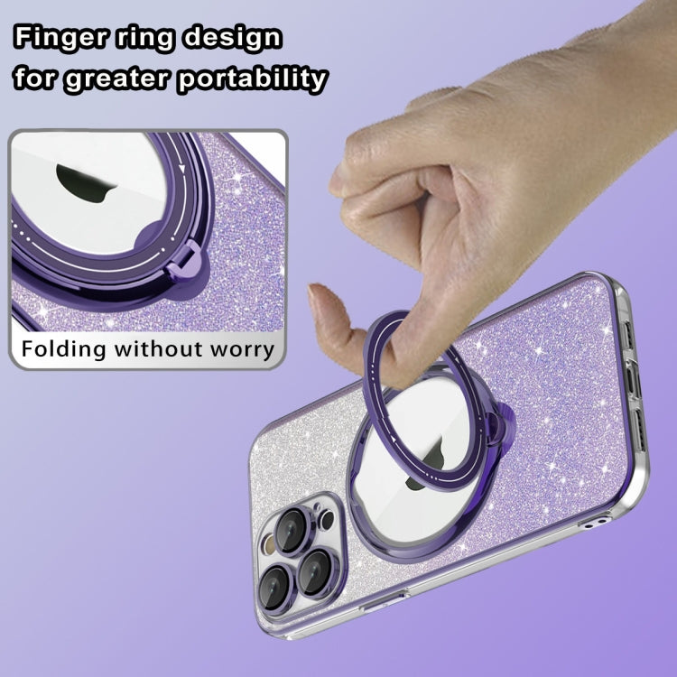 For iPhone 11 Pro Max Rotation MagSafe Holder Gradient Glitter TPU Phone Case(Cangling) - iPhone 11 Pro Max Cases by buy2fix | Online Shopping UK | buy2fix