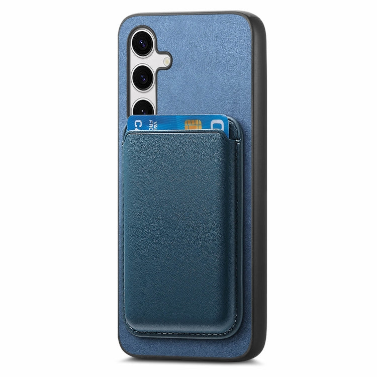 For Samsung Galaxy S24 Ultra 5G Retro Magsafe Card Bag PU Back Cover Phone Case(Blue) - Galaxy S24 Ultra 5G Cases by buy2fix | Online Shopping UK | buy2fix