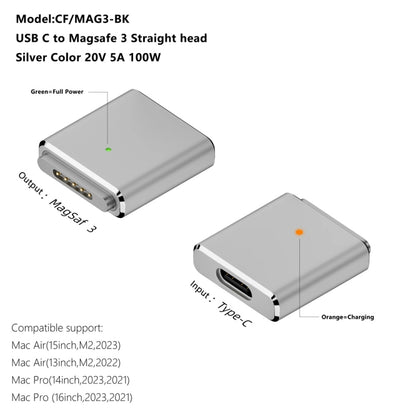 PD100W MagSafe 3 to Type-C Female Magnetic Charging Adapter for MacBook(Silver) - Cable & Adapter by buy2fix | Online Shopping UK | buy2fix