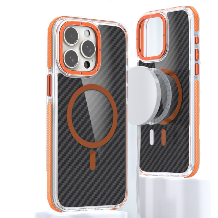 For iPhone 13 Pro Magsafe Dual-Color Carbon Fiber Phone Case(Orange) - iPhone 13 Pro Cases by buy2fix | Online Shopping UK | buy2fix