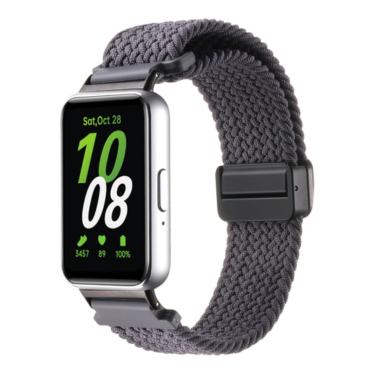 For Samsung Galaxy Fit3 Magnetic Buckle Nylon Braid Watch Band(Grey) - Watch Bands by buy2fix | Online Shopping UK | buy2fix