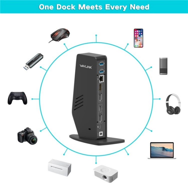 WAVLINK WL-UG69DK5 Laptop Dual 5K / 4K 60Hz Monitor Adapter USB 3.0 Docking Station, Plug:UK Plug - Cable & Adapters by WAVLINK | Online Shopping UK | buy2fix