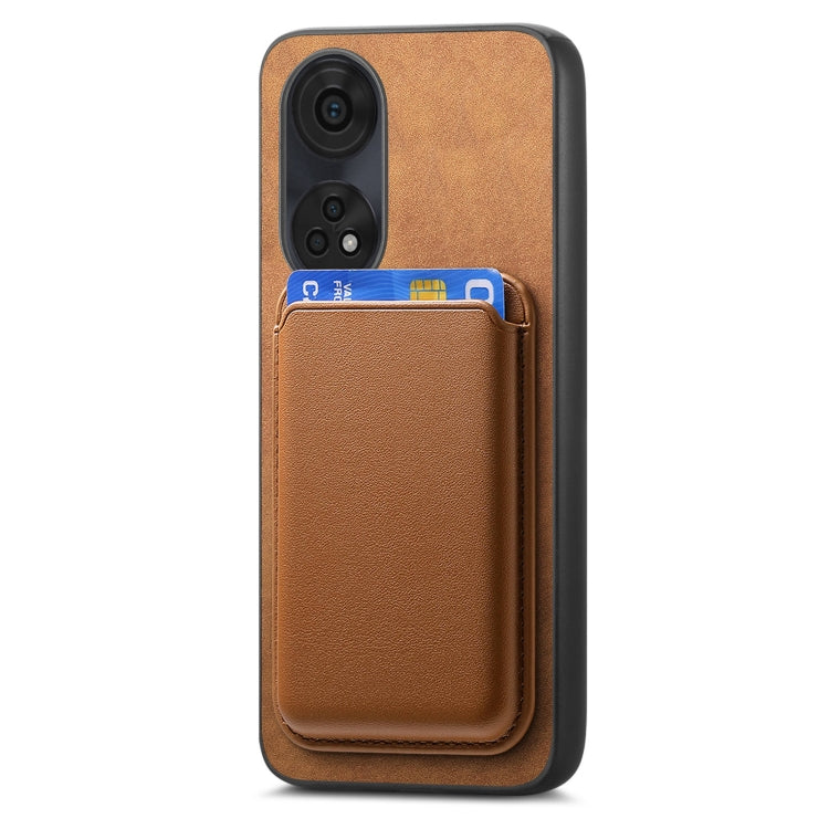 For OPPO Reno11 Pro 5G Global Retro Magsafe Card Bag PU Back Cover Phone Case(Brown) - Reno11 Pro Cases by buy2fix | Online Shopping UK | buy2fix
