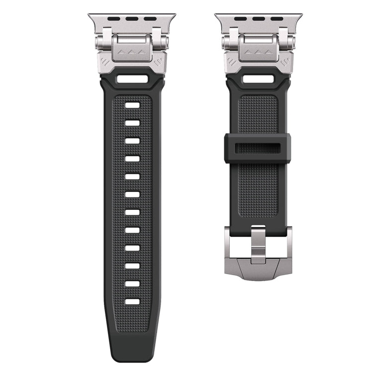 For Apple Watch Series 8 45mm Silicone Armor Mecha Head Watch Band(Black) - Watch Bands by buy2fix | Online Shopping UK | buy2fix