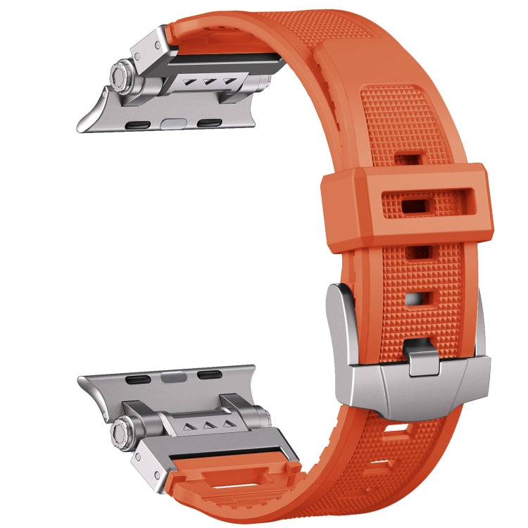 For Apple Watch Series 8 45mm Silicone Armor Mecha Head Watch Band(Orange) - Watch Bands by buy2fix | Online Shopping UK | buy2fix