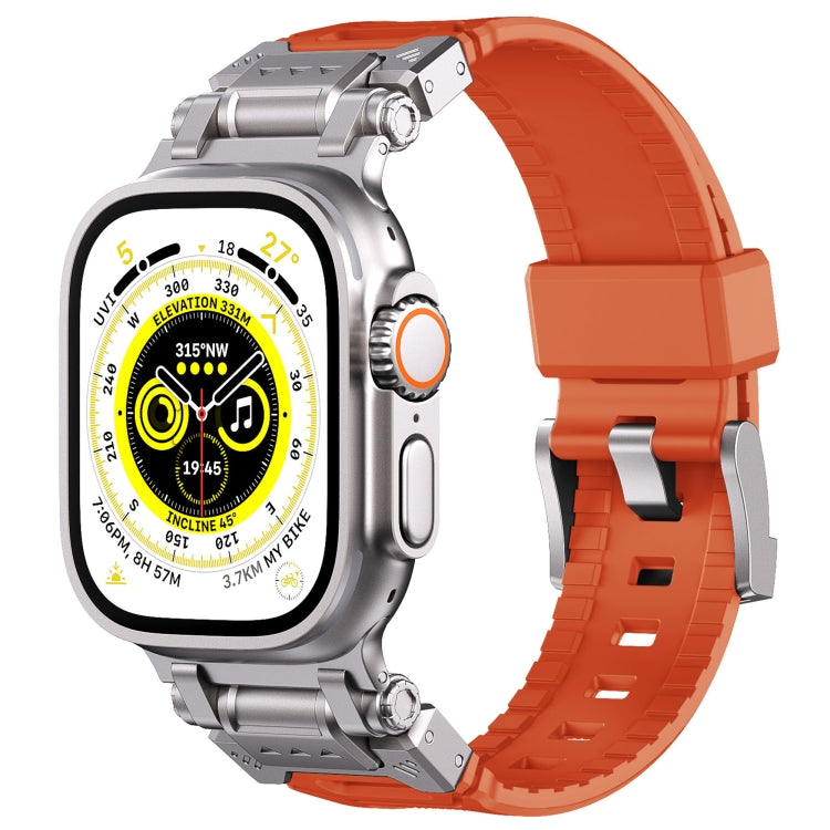 For Apple Watch Series 6 44mm Silicone Armor Mecha Head Watch Band(Orange) - Watch Bands by buy2fix | Online Shopping UK | buy2fix