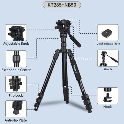 JMARY KT285+NB50 Camera Stand Extendable Height Aluminum Alloy Camera Holder Tripod - Tripods by Jmary | Online Shopping UK | buy2fix