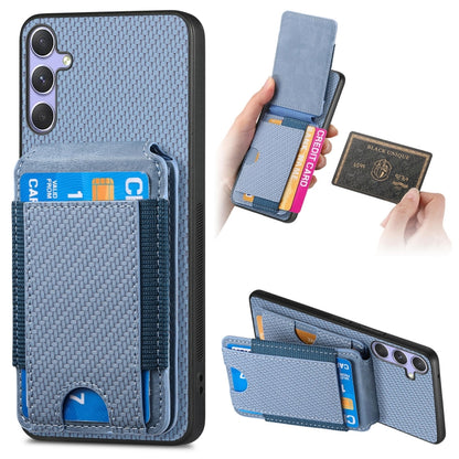 For Samsung Galaxy S25 5G Carbon Fiber Vertical Flip Wallet Stand Phone Case(Blue) - Galaxy S25 5G Cases by buy2fix | Online Shopping UK | buy2fix