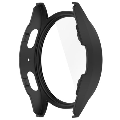 For Samsung Galaxy Watch 7 44mm PC+Tempered Film Integrated Waterproof Watch Protective Case(Matte Black) - Watch Cases by buy2fix | Online Shopping UK | buy2fix