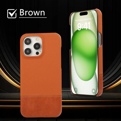 For iPhone 16 Pro Max Stitching Cloth PU Shockproof Phone Case(Brown) - iPhone 16 Pro Max Cases by buy2fix | Online Shopping UK | buy2fix