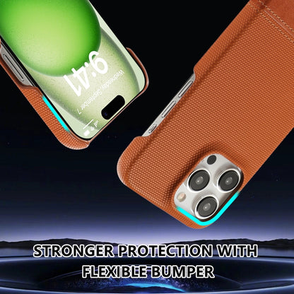 For iPhone 16 Pro Stitching Cloth PU Shockproof Phone Case(Brown) - iPhone 16 Pro Cases by buy2fix | Online Shopping UK | buy2fix