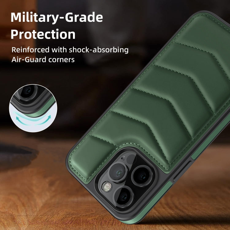 For iPhone 13 Pro Down Jacket Card Bag Holder MagSafe Phone Case(Dark Green) - iPhone 13 Pro Cases by buy2fix | Online Shopping UK | buy2fix