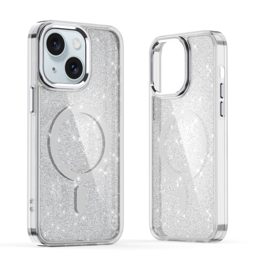 For iPhone 15 Glitter MagSafe Shockproof Phone Case(Grey) - iPhone 15 Cases by buy2fix | Online Shopping UK | buy2fix