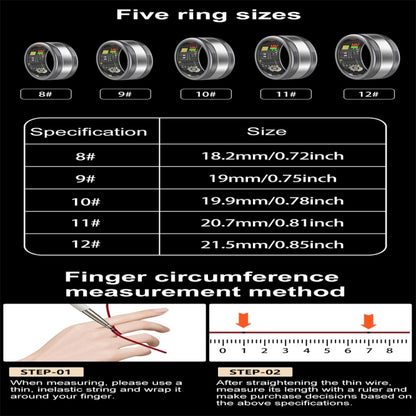 R18 SIZE 9 Smart Ring, Support Heart Rate / Blood Oxygen / Sleep/ Multiple Sports Modes(Black) - Smart Rings / Smart Telephones by buy2fix | Online Shopping UK | buy2fix