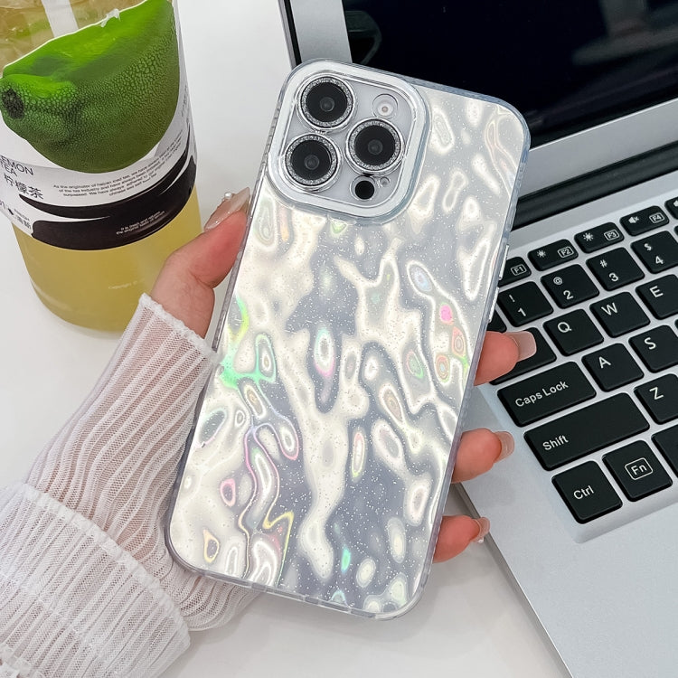 For iPhone 16 Pro Max Plating Glitter Texture TPU Phone Case with Lens Film(White Wrinkles) - iPhone 16 Pro Max Cases by buy2fix | Online Shopping UK | buy2fix