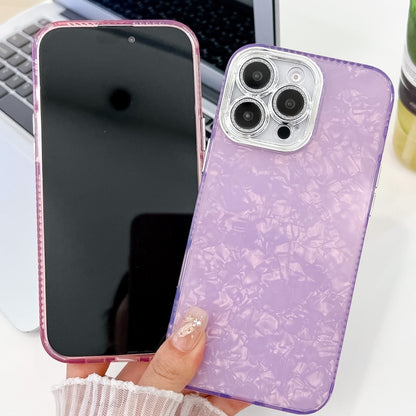 For iPhone 16 Plating Glitter Texture TPU Phone Case with Lens Film(White Feathers) - iPhone 16 Cases by buy2fix | Online Shopping UK | buy2fix