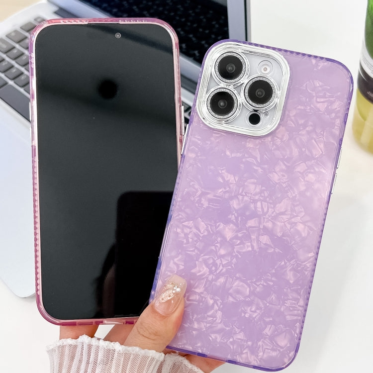 For iPhone 16 Pro Max Plating Glitter Texture TPU Phone Case with Lens Film(Pink Feathers) - iPhone 16 Pro Max Cases by buy2fix | Online Shopping UK | buy2fix