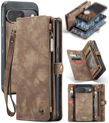 For Google Pixel 9 / 9 Pro CaseMe 008 Detachable Multifunctional Leather Phone Case(Brown) - Google Cases by CaseMe | Online Shopping UK | buy2fix