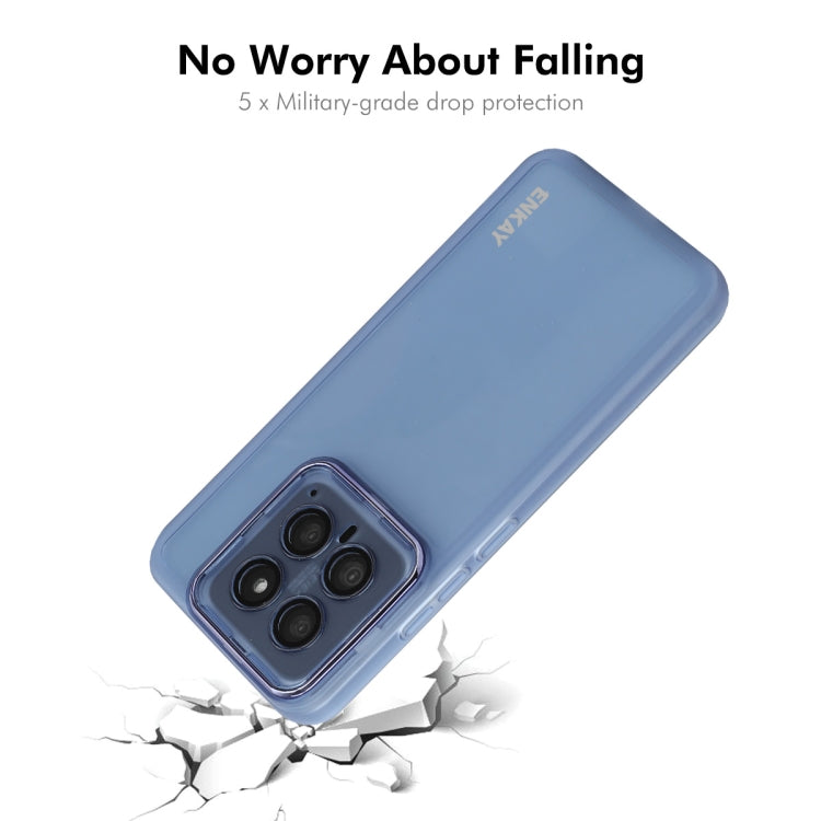 For Xiaomi 14 ENKAY Hat-Prince Translucent Matte TPU Phone Case with Lens Film(Blue) - 14 Cases by ENKAY | Online Shopping UK | buy2fix