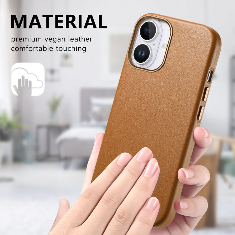 For iPhone 16 Plus Electroplated Metal Button Shockproof Phone Case(Brown) - iPhone 16 Plus Cases by buy2fix | Online Shopping UK | buy2fix