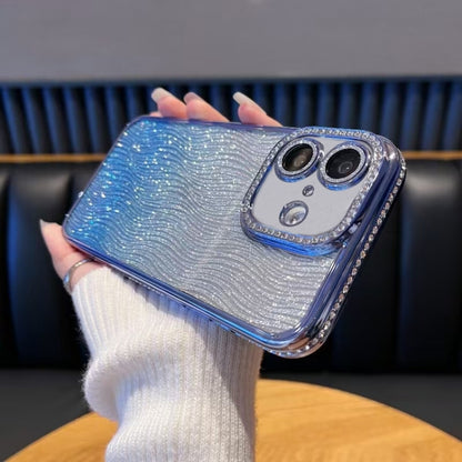 For iPhone 16 Plus Diamond Water Ripple Gradient Glitter TPU Phone Case(Blue) - iPhone 16 Plus Cases by buy2fix | Online Shopping UK | buy2fix