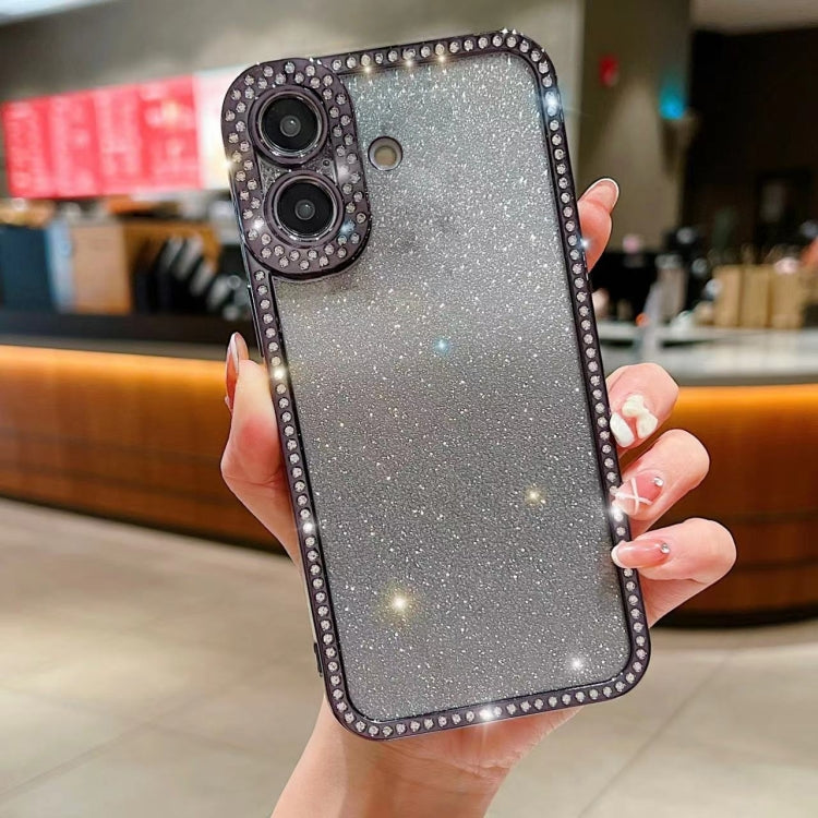 For iPhone 16 Plus Diamond Gradient Glitter Plated TPU Phone Case(Black) - iPhone 16 Plus Cases by buy2fix | Online Shopping UK | buy2fix