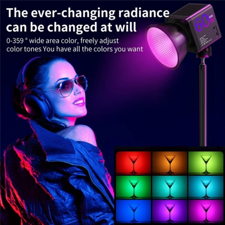 C60R 60W RGB Stage Lamp Professional Video Photography COB Fill Light With 8 Batteries, Plug:US Plug - Selfie Light by buy2fix | Online Shopping UK | buy2fix